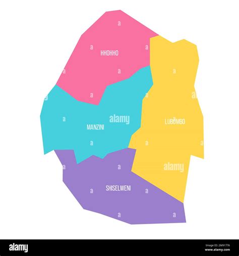 Eswatini Political Map Of Administrative Divisions Regions Colorful