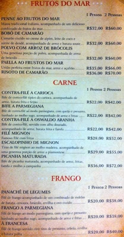 Carta Del Restaurante O Rei Do Bacalhau Rio Del Janeiro R Bar O Del