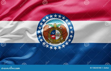 Waving State Flag Of Missouri United States Of America Stock Photo