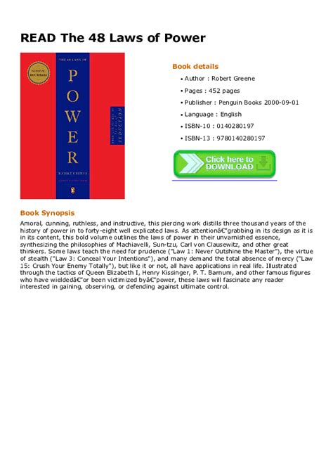 Book Summary The 48 Laws Of Power Robert Greene 59 Off