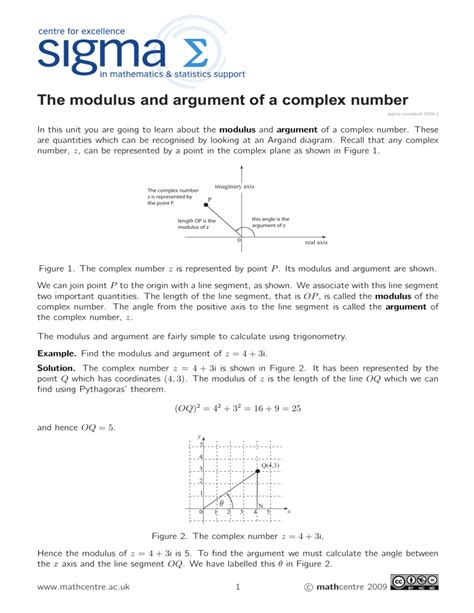 The Modulus And Argument Of A Complex Number