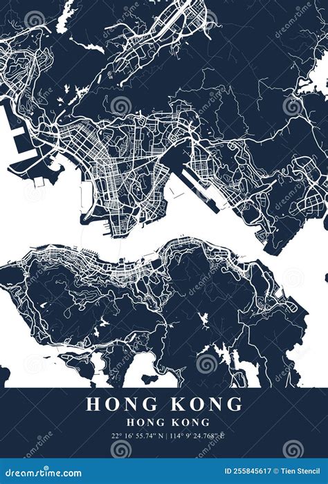 Hong Kong Hong Kong Blueprint Plane Map Stock Illustration