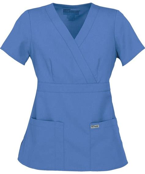 Grey S Anatomy Women S Pocket Modern Fit Mock Wrap Scrub Top