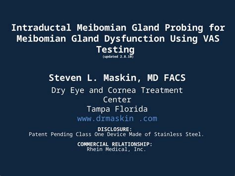 (PPT) Intraductal Meibomian Gland Probing for Meibomian Gland ...