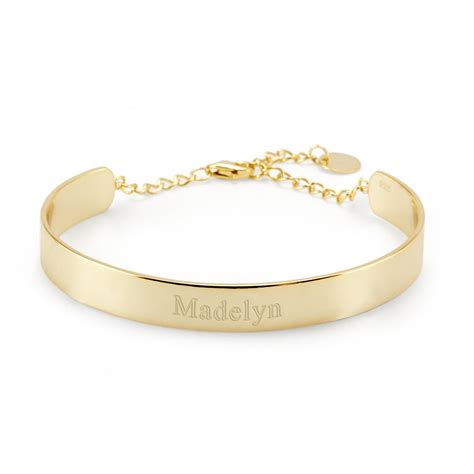 Engravable Gold Name Cuff Bracelet Eves Addiction