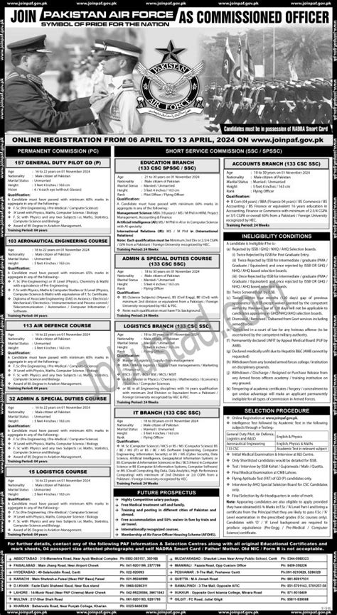 Join PAF As Commissioned Officer April 2024 Online Registration