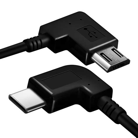 Câble Adaptateur Coudé Usb Type C Vers Micro Usb 27cm Noir Français