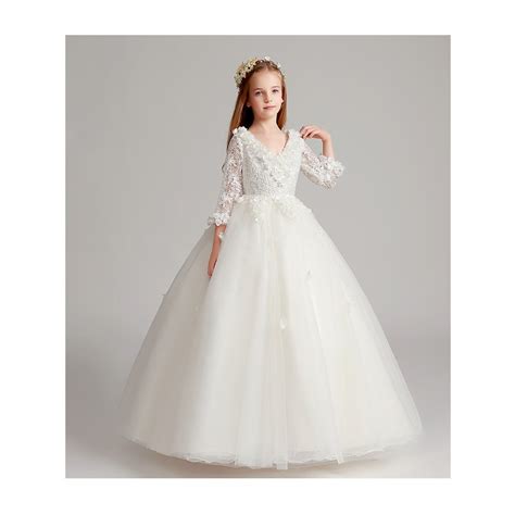 Robe Blanche De C R Monie Fille Demoiselle D Honneur Partylook