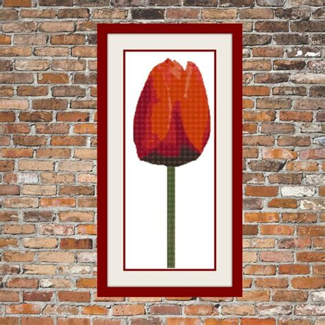 Items Similar To Red Tulip A Counted Cross Stitch Pattern On Etsy