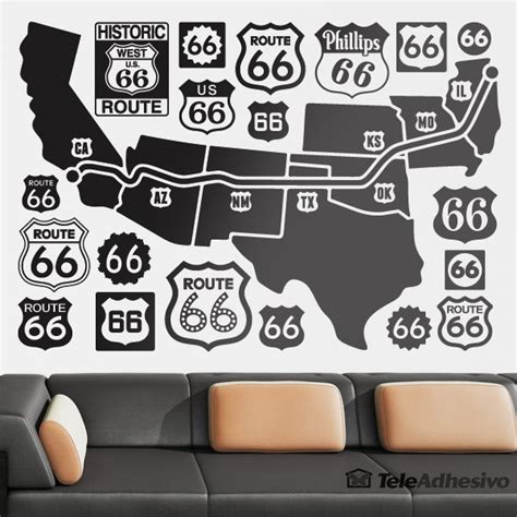 Wall Decal Map And Logos Route 66