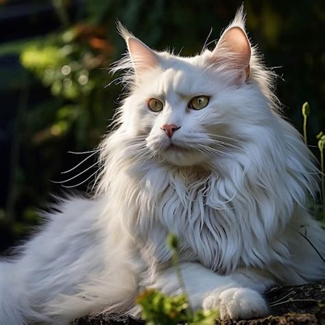 Premium Photo Um Belo Gato Maine Coon Branco Deitado