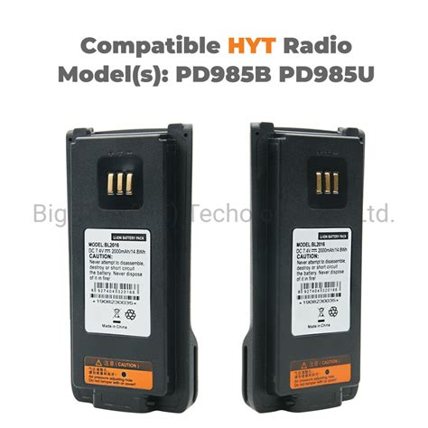 Pd985 Bl2016 2000mAh Li Ion Batteries For Hytera HYT Walkie Talkies