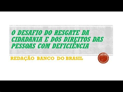 O Desafio Do Resgate Da Cidadania E Dos Direitos Das Pessoas