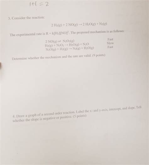 Solved 3 Consider The Reaction 2 H2g 2 Nog → 2