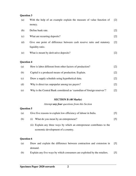 Icse Class 10 Economics Sample Paper 2020 2021 Aglasem Schools