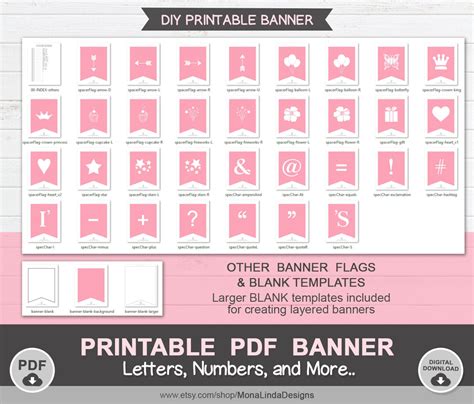 Pink Printable PDF Bannerprintable Alphabet Letter - Etsy