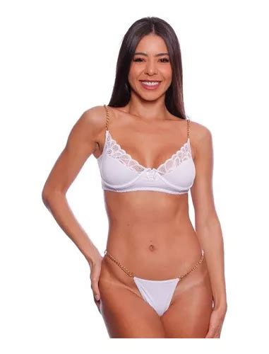 Lingerie Sensual Conjunto Corrente Detalhes Em Renda Sexy Parcelamento Sem Juros