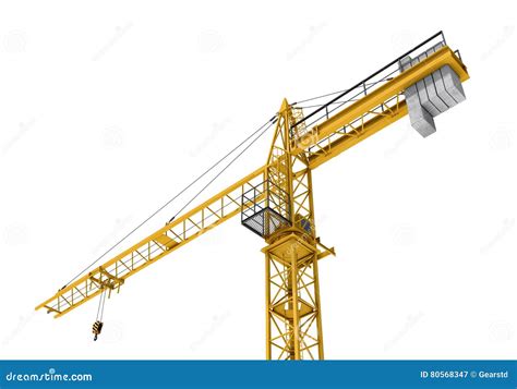 Rendering Of Yellow Construction Crane Isolated On The White Background