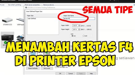 Cara Menampilkan Ukuran Kertas F4 Pada Printer Epson Cara Menambahkan