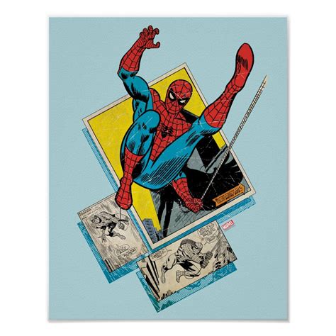 Spider-Man Swinging Out Of Comic Panels Poster | Zazzle | Comic panels ...