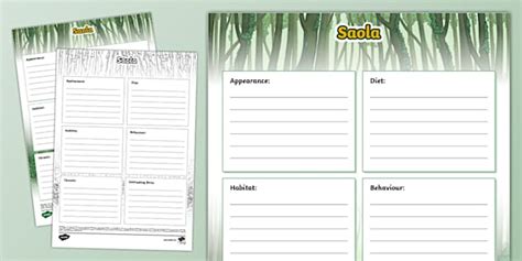 NEW Saola Fact File Template Lehrer Gemacht Twinkl