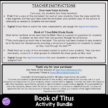 Book of Titus Bible Study Activities BUNDLE by Teaching to Equip