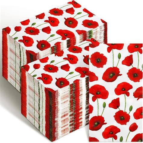 Amazon Geyoga 200 Pcs Poppy Floral Guest Napkins 2 Ply Spring Red