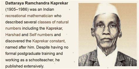 D R Kaprekar (Indian Mathematician) ~ Bio with [ Photos | Videos ]