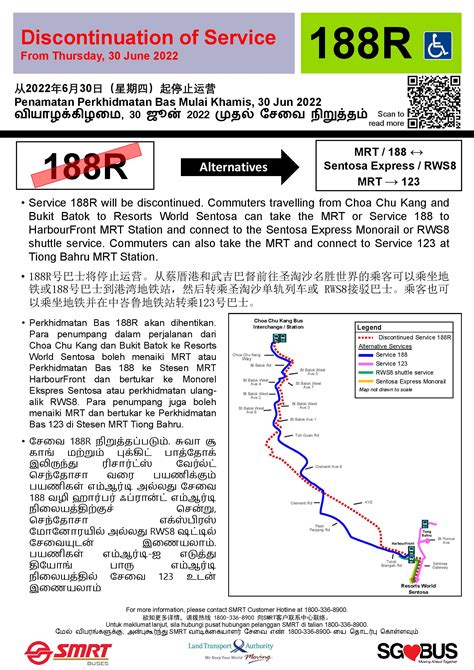 SMRT Buses Poster For Discontinuation Of Bus Service 188R Land