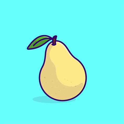 Poire Simple Dessin Animé Illustration Vectorielle Fruit Nature Concept