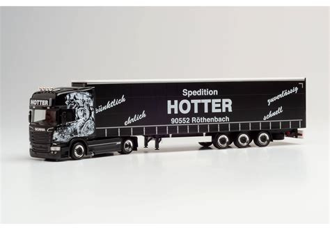 Herpa Scania TL Lowliner Gardinenplanen Sattelzug Hotter 311717