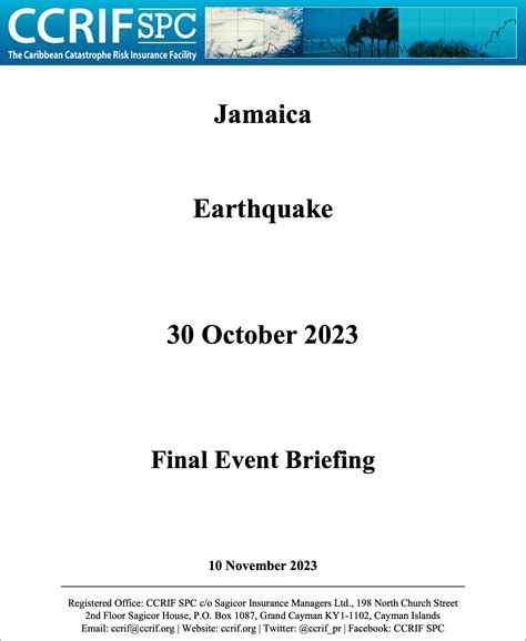Final Event Briefing - Earthquake -Jamaica - November 10, 2023 | CCRIF SPC