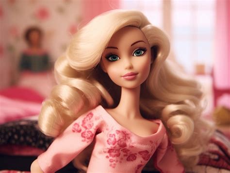 Premium Photo Barbie Doll With Blonde Hair And Blue Eyes Sitting On A