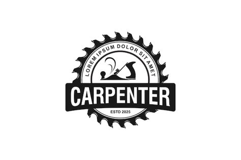 Capenter carpintería diseño de logotipo plano de madera sierra circular