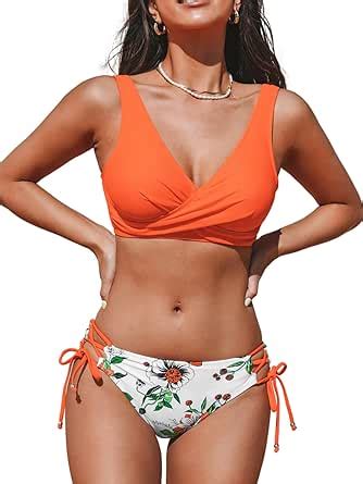 Amazon Cupshe Women S Bikini Swimsuit Front Cross Lace Up Two