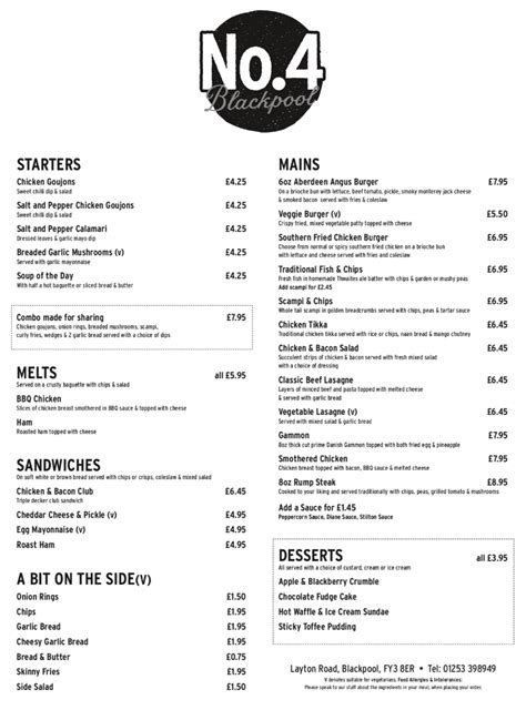 Wetherspoons The Poulton Elk Full Menu Online