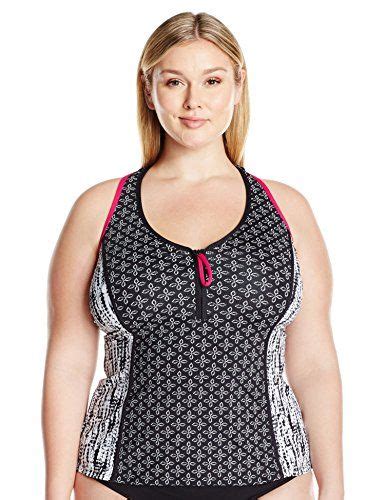 Stylish Black Plus Size Racerback Tankini For Women