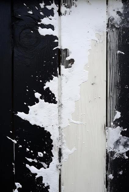 Premium Photo | White paint on a black wood fence in the style of ...