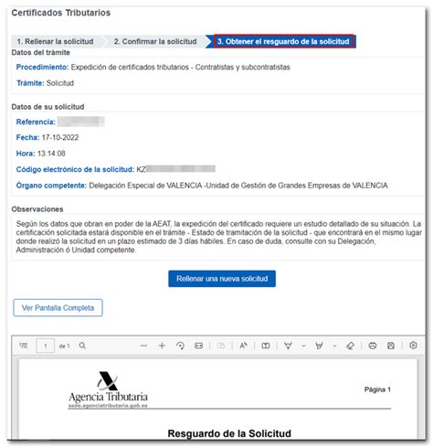 Agencia Tributaria Solicitud De Un Certificado De Contratistas Y