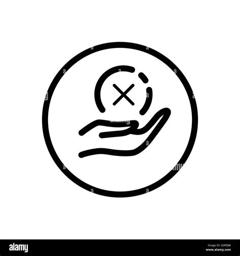 Hand Hold Cross Mark Commerce Outline Icon In A Circle Vector