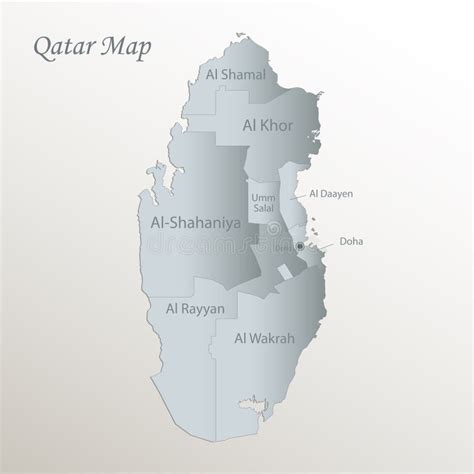 Qatar Map Administrative Division Separate Individual Regions With