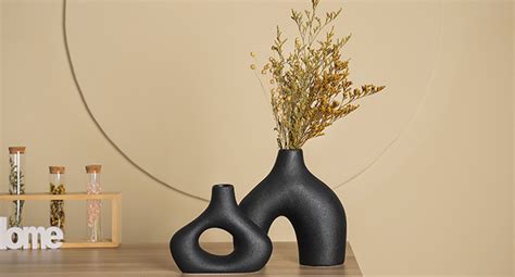 Amazon De Sawoake Schwarze Keramikvase Er Set F R Moderne Wohnkultur