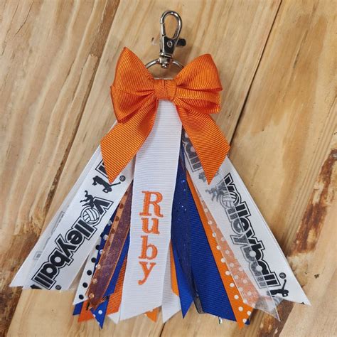 Volleyball Ribbon Zipper Pull Name Tags Gym Bag Tag Customized