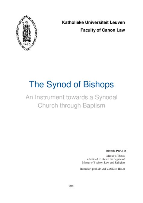 Pdf The Synod Of Bishops An Instrument Towards A Synodal Church Through Baptism