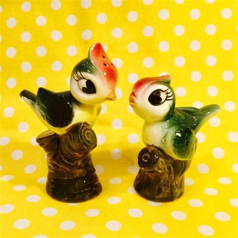 Anthropomorphic Crested Birds Salt And Pepper Shakers Made In Etsy