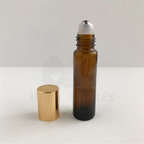 Jual BAR001 Botol Kaca Amber Roller Roll On Tutup Gold Ukuran 10ml