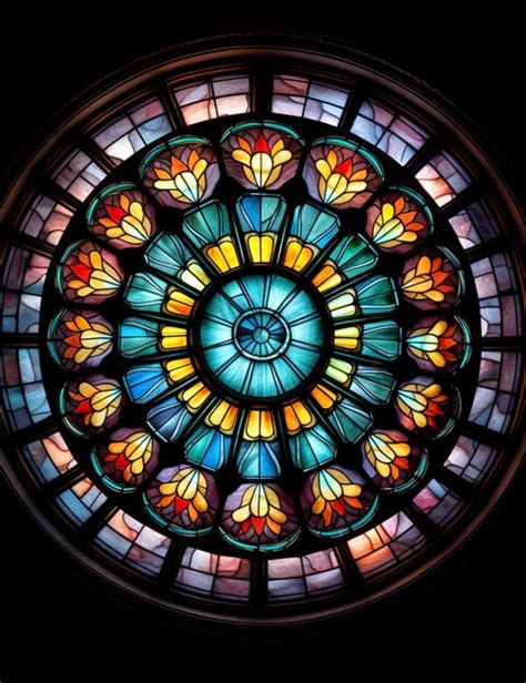 Premium Ai Image Arafed Stained Glass Window With A Circular Design