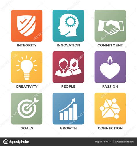 Company Core Values Solid Icons For Websites Or Infographics Stock