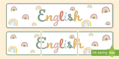 Muted Rainbow Themed English Display Banner KS1 Twinkl