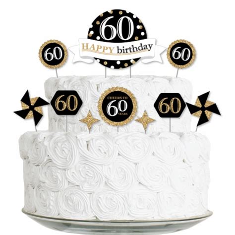 Big Dot Of Happiness Adult 60th Birthday Gold Party Cake Decor Kit